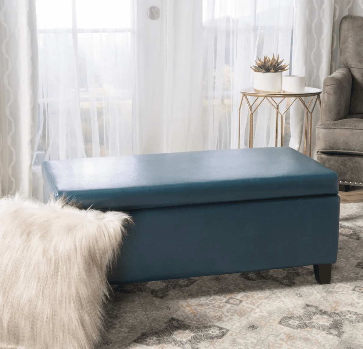 Turquoise on sale storage ottoman